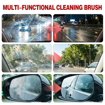 Oil Film Cleaning Brush for Car Windows, 2026 Upgraded Clear Vision Windshield Cleaner with Anti-Rain Coating, Improving Clarity & Safer Driving, Kit with Supplements & Towel, 2 pcs(Red)