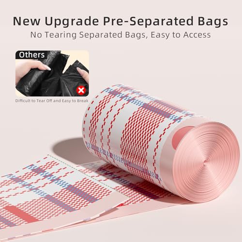 4 Gallon Trash Bags, Small Garbage Bags with Drawstring and Printed Striped Design, Tear-Free, Leakproof & Durable Small Trash Bags for Bathroom, Office, 50 Count - style: 4 Gallon Striped Trash Bags - 50 Counts