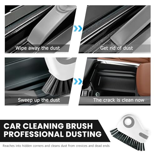 2 PCS 2 in 1 Groove Cleaning Brush, Multifunctional Window Track Cleaner with Hidden Scraper, Hard Bristle Grip Brush Sliding Door Cleaning Tool for Vehicle Home Office (Gray) - color: Gray, 2 Pcs