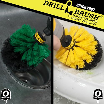 Kitchen Accessories - Pots and Pans Set - Spin Brush Kit - Grout Cleaner - Cleaning Supplies - Bathroom Accessories - Soap Scum, Hard Water Stains, Mineral Deposits, Calcium Build-up, Rust Stains - color: Green / Yellow