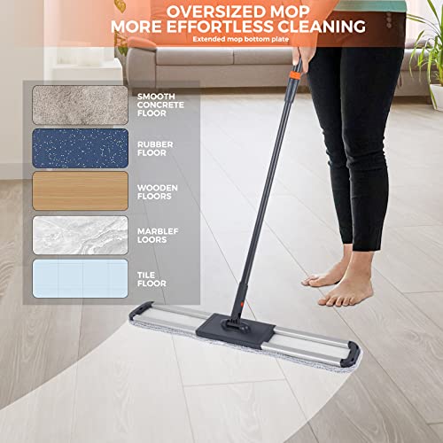 Flat Mop for Cleaning Floors Heavy Duty Microfiber Wet Mop Deep Cleaning for Hardwood, Tile & Laminate, Includes 4 Reusable Washable Pads and Adjustable Long Handle (36 in Mop Set) - color: 36 in Mop Set