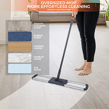 Dust Mop for Hardwood Floors 36 inch Commercial Industrial Floor Dust Mop with Extra 3 Mop Refill Pads 61 Inch Long Handle for Cleaning Office Garage Hardwood Warehouse Factory Mall Deck - size: 36 inches