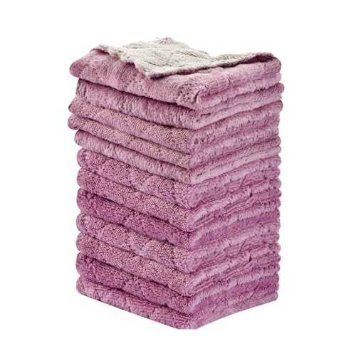 OstWony 12PCS Kitchen Towels Dish Cloths, Reusable Cleaning Rags 10x6in | Kitchen Towels Dish Towels,Multipurpose Reusable Dish Cloths,Highly Absorbent,Double-Sided Microfiber Cleaning Rag