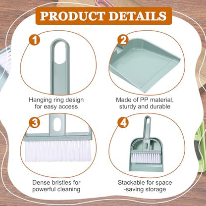 uxcell 2 Pcs Mini Dustpan and Brush Set, Small Broom and Dustpan Set for Home Office Tabletops Sofas Keyboards Cleaning, Blue - color: Blue