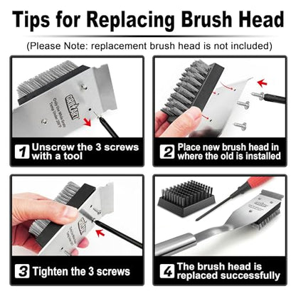 GRILLART Grill Brush and Scraper Replacement Head - 2PCS - color: Replacement Heads
