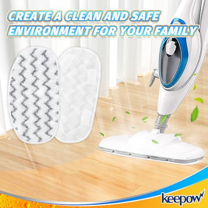 KEEPOW 4 Pack Heavy-Duty Steam Mop Pads Compatible with PurSteam ThermaPro 10-in-1, Extra Thick Microfiber Replacement Pads for Deep Floor Cleaning & Sanitizing (ThermaPro 211) - color: White-4 Pack