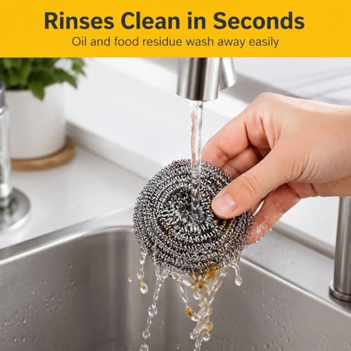 12Pcs Stainless Steel Scrubbers for Dishes, Pots, Pans, & Sinks - Steel Wool Scrubber Pads for Kitchen Cleaning