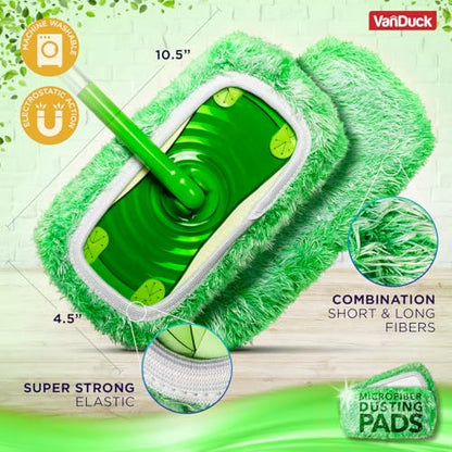 VanDuck Floor Duster Refill Compatible with Swiffer Sweeper (2 Pack) - Microfiber Pet Heavy Duty Dry Cloth Refills - Reusable Mop Pad - color: Dry Duster, size: 2 Count (Pack of 1)