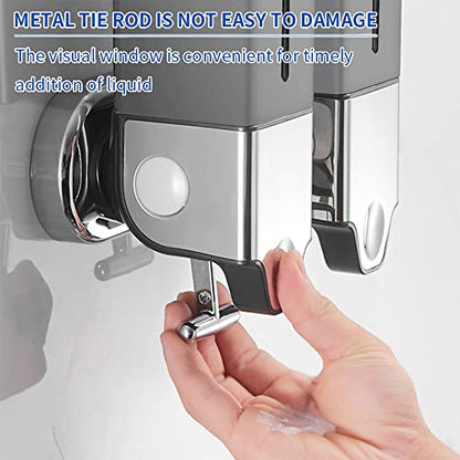 3 x 500ml per Cup Wall Mounted Manual Soap Dispenser for Home, Bath, Kitchen, Hotels, Restaurants. Shower and Lotion (Grey), Grey,transparent - color: Grey,transparent, size: 3 Chamber