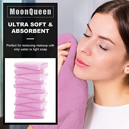 MOONQUEEN Microfiber Facial Cloths Fast Drying Washcloth 12 Pack - Premium Soft Makeup Remover Cloths - Frozen Berry - color: Frozen Berry, size: 12x12 Inch (Pack of 12)