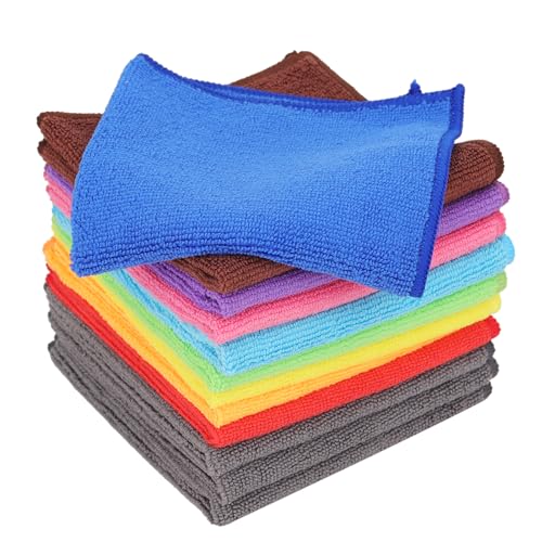 Microfiber Cleaning Cloth: 12 Pack Cleaning Towels with 12 Color Assorted - 12"x12" All-Purpose Microfiber Clothes for Home/Kitchen/Car/Window/Glass - color: 12 Pack - Colorful