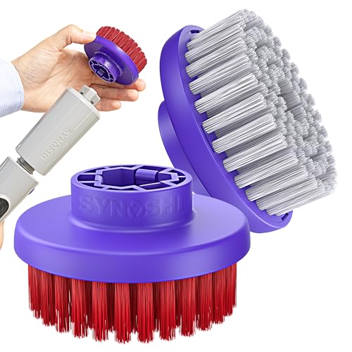 Synoshi PRO Round Brush Set (2 Units) for Electric Spin Scrubber Brush for Bathroom, Shower, Floor and Tiles. Electric Spin Scrubber Heads for Cleaning