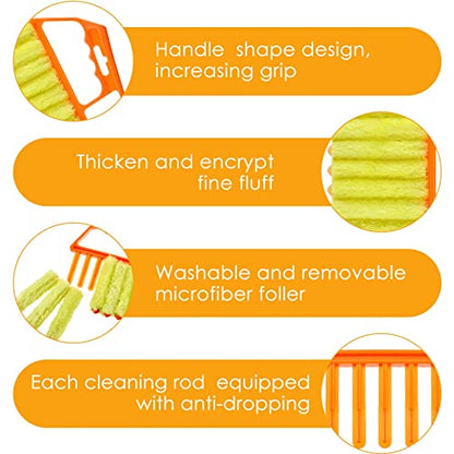 Geiserailie 2 Pcs Window Venetian Blind Cleaner Duster Tool Washable 7 Fingers Dusting Cleaner and Air Vent Shutter Brush Blinds Air Conditioner Fan Duster Dirt Housekeeping Tool (Orange Handle) - color: Orange Handle