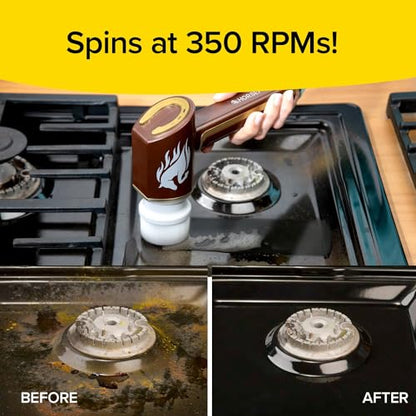 Horsepower Scrubber Gold Edition, Longer Battery Life, Electric Power, Rechargeable, Spins 350 RPM, Waterproof, 5 Brush Heads, AS SEEN ON TV, Cleans Dirt & Grime: Bathrooms, Kitchen, Indoors/Outdoors - style: Extra Battery Life