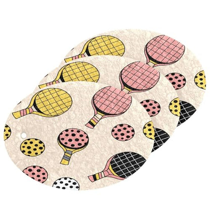 Ping Pong Rackets Balls Pattern Dish Scrub Sponges Kitchen Non Scratch Reusable Compressed Cellulose Sponge Hanging for Household Cleaning Washing Dishes Pots and Pans 3 Pack - color: Pattern6