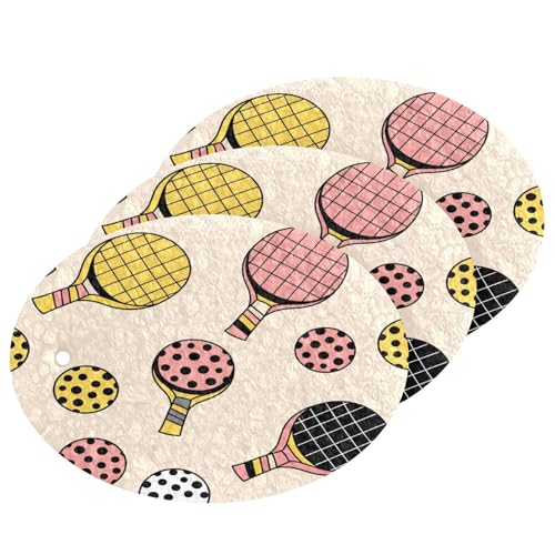Ping Pong Rackets Balls Pattern Dish Scrub Sponges Kitchen Non Scratch Reusable Compressed Cellulose Sponge Hanging for Household Cleaning Washing Dishes Pots and Pans 3 Pack - color: Pattern6