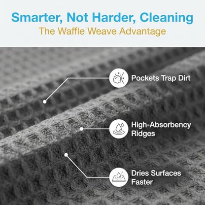 MIRACLEAN Waffle Weave Microfiber Cloths - 12 x 12 inches - Lint Free Cloth, Streak-Free Absorbent Microfiber Glasses Cleaning Cloth, Screens, Dusting & Appliances - 12 Pack Premium Cloth Wipes - size: 12 Pack
