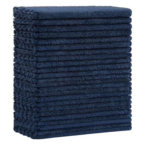 Kitinjoy 24 Pack Kitchen Cloths Dish Towels (7" x 9", Navy Blue), Super Soft and Absorbent Dish Cloths, Nonstick Oil Fast Drying Coral Velvet Microfiber Cleaning - color: Navy Blue, style: 7 x 9 inch- 24 Pack