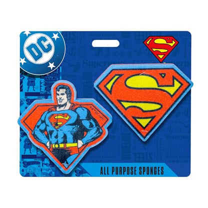 Spoontiques Superman Premium Sponge Set - 2-Pack Multi-Purpose Cleaning Sponges - Dual-Sided Non-Scratch Scrub & Absorbent Wipe - Durable, Reusable, Odor-Resistant for Daily Use