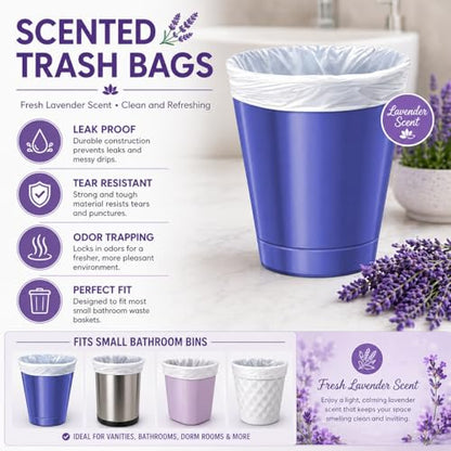 2.6 Gallon Lavender Scented Trash Bags (200 Count) White 2 Gallon Trash Bags Small Bathroom Wastebasket Bags Can Liners for Home Office Bins, 200 Bags - size: 1 Count (Pack of 200)