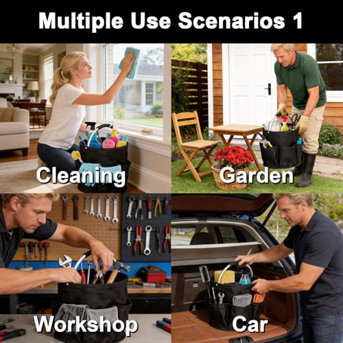Cleaning Caddy for Cleaning Supplies,Cleaning Supplies Organizer | Foldable, Storage Basket,17L Capacity,Handle,Oxyford Cloth,6 Pockets