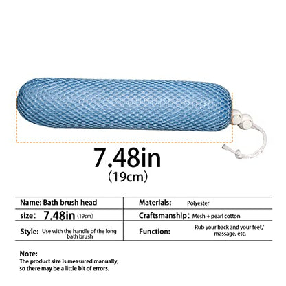 Bath Brush Head with Sponge,Back Scrubber Bath Mesh Bath Body Brush Head for Elderly Aid Bathing and Shower (Blue Head) - size: Blue (Head Only)
