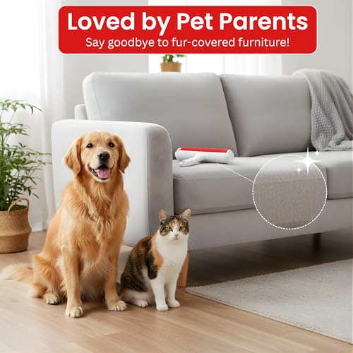 Pet Hair Remover Roller for Dogs & Cats – Reusable Fur & Lint Remover Tool, Portable Hair Removal Roller for Furniture, Couch, Carpet, Rugs, Bedding, Car Seats & Clothes, Easy-Grip Handle