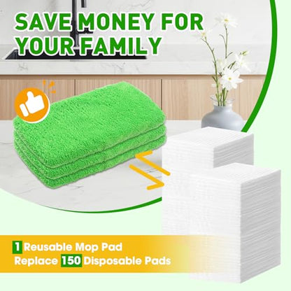 12Pcs Reusable Microfiber Mop Pads Compatible with Sweeper Mops,Dry Sweeping Cloths & Wet Mopping Pads Refills,Washable Mop Pads for Floor Cleaning - color: Green-12 Pack