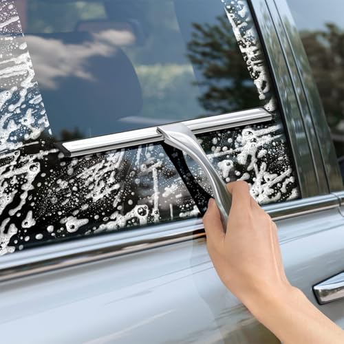 Stainless Steel Shower Squeegee for Shower Glass Door with Adhesive Hooks, Bathroom Cleaner Tool Household Window Mirror Squeegee, Cleaning Tile Wall, Car, 10 Inch Silver