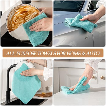 Reusable Microfiber Cloth, 75-Pack,Tear Away Microfiber Towels,(12" x 12") Washable,Perfect for Kitchen, Bathroom and Dish Cleaning (Blue) - color: Blue