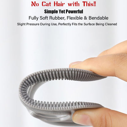 Silicone Pet Hair Remover – 2-Pack Portable Lint & Fur Scraper for Cats, Dogs & Upholstery, Dual-Edge Rubber Brush Lifts Hair from Sofa, Carpet, Car Seats – Gray