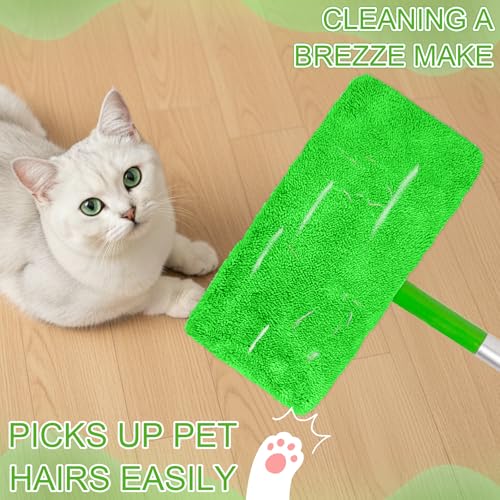 2 Pack Reusable Microfiber Mop Pads - Dry Sweeping Cloths & Wet Mopping Cloths - Washable Wet Pads Refill for Mopping Floors (Mop is not Included), Green - color: Green 2-pack