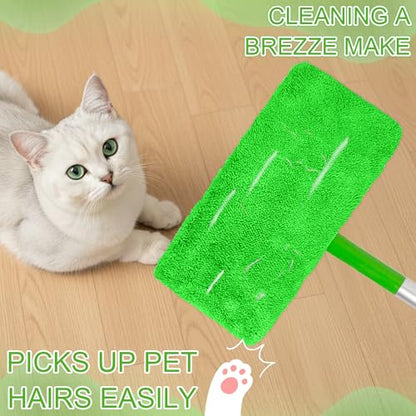 5 Pack Reusable Microfiber Mop Pads - Dry Sweeping Cloths & Wet Mopping Cloths - Washable Wet Pads Refill for Mopping Floors (Mop is not Included), Green - color: Green 5-pack