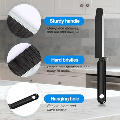 Generic 2 Pack Crevice Cleaning Brush, Multifunctional Gap Cleaning Brush Tools with Hard Nylon Bristles, Ideal for Bathroom, Kitchen, Sink, Window, Black