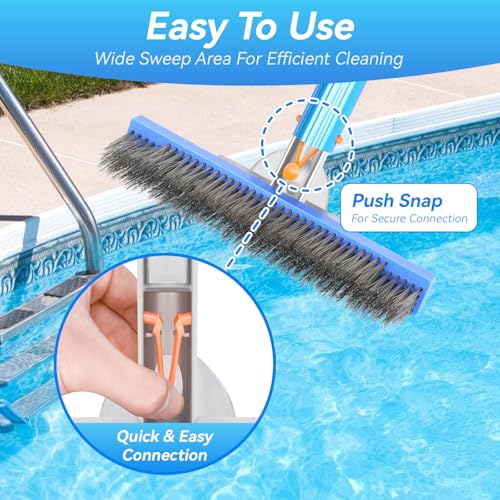 10-Inch Stainless Steel Pool Brush - Heavy Duty Pool Cleaning Brush for Concrete & Gunite Pools, Deep Cleaning Tool for Walls & Floors - Durable Wire Bristle Brush Head - size: 10 inch