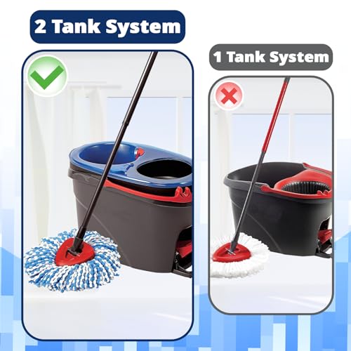 Spin Mop Replacement Head Compatible with RinseClean 2-Tank System, 3 Pack Machine Washable Mop Refills, Removes Dust, Hair & Kitchen Dirt