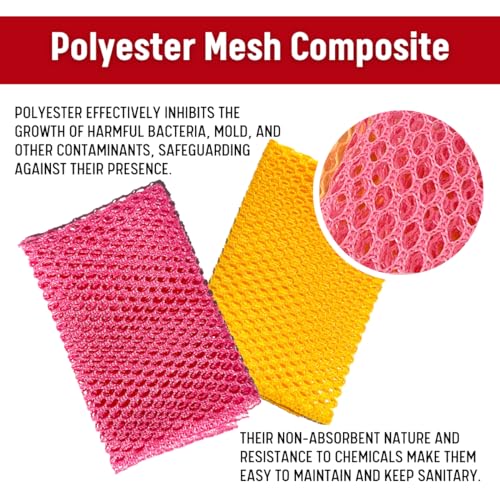 Unha's mesh Dish Scrubber Cloths, 10 Pack, Produt of Korea | Quick-dry polyester net scrubbers for dishes, pots, pans, sinks, stovetops and everyday kitchen cleaning