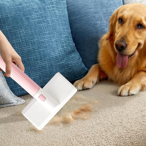 Pet Hair Removal Tool, with Detachable Handle, 17.5x12.5x4.5cm, Lint Shaver and Remover, Portable Hair Removal Cleaner, Comfortable Grip, for Furniture, Car, Clothes, Bedding - color: Pink