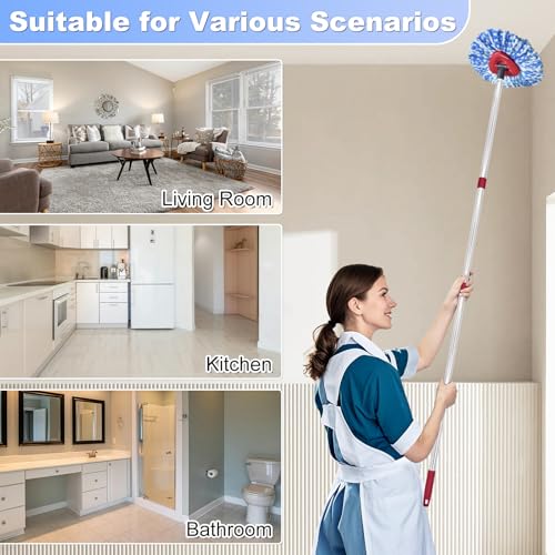 Mop Head Replacement, Base, Mop Handle for Ocedar RinseClean 2-Tank System, 2 Microfiber Mop Refills, Extendable Length 30-59" Mop Handle, Base and Scrubber for All Hard-surfaced Floor - color: Blue (2 Tank System)