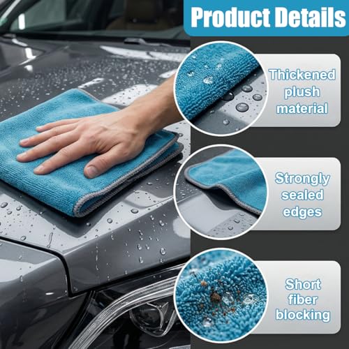 Craedli 3PCS Microfiber Towels for Cars, 17" x 17" 400GSM Microfiber Cleaning Cloth Car Drying Towel, Ultra Absorbent & Scratch-Free Auto Detailing Towel Wash Cloth for Car, Window, Household (42CM) - size: 42CM