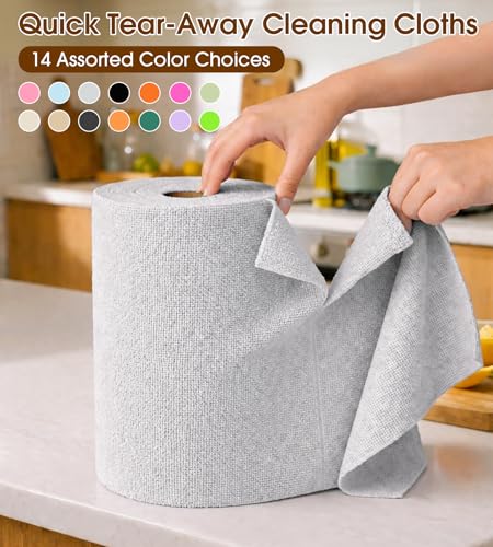 KitchLife Microfiber Cleaning Cloth Roll, 100 Pack - Tear-Away Microfiber Paper Towels, Lint-Free, Reusable, Washable for Kitchen, Car, Dishes, and Sensitive Surfaces (Light Gray) - color: Light Gray, size: 100 Pack