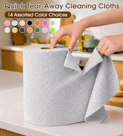 KitchLife Microfiber Cleaning Cloth Roll, 100 Pack - Tear-Away Microfiber Paper Towels, Lint-Free, Reusable, Washable for Kitchen, Car, Dishes, and Sensitive Surfaces (Light Gray) - color: Light Gray, size: 100 Pack