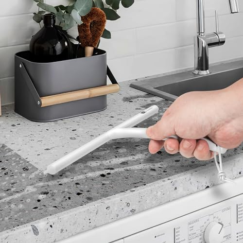 9 Inch All-Purpose Silicone Squeegee Scrubber with Suction & Hook, Streak-Free Glass Wiper for Shower Doors, Tile Walls, Windows, Mirrors & Household Cleaning (White) - size: Round Head-9 inch（White）