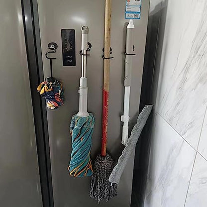 2PCS Magnetic Broom Rack Magnetic Hook S-Shaped Wall-Mounted Stainless Steel Heavy Duty Broom Mop Handle Holder for Kitchen Garage