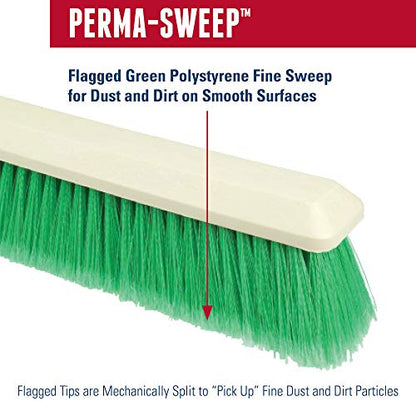 Weiler 42163 Perma-Sweep 18" Block Size, 3" Trim Length, Flagged Green Polystyrene Fill, Fine Sweeping Floor Brush - size: 18 Inch, style: Fine Sweeping