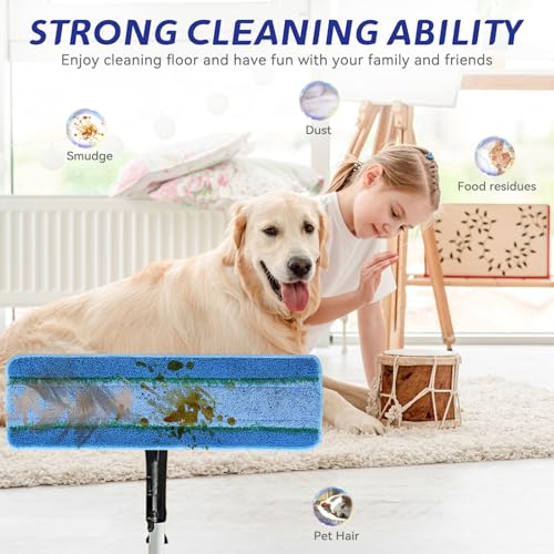 Upgraded Replacement Microfiber Mop Pads for Rubbermaid Commercial 18 Inch Mop 17 Inch Mop, Reusable Wet & Dry Commercial Cleaning Flat Mop System 18" 17" Refill Head for Multi-Surface Floor-2 Pack - color: Rm-blue Upgrades Blue 2pack