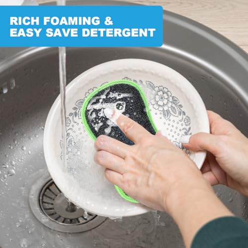 HOMEXCEL 12 Pack Multi-Purpose Scrub Sponges Kitchen Dish Sponge Non-Scratch Microfiber Sponge for Efficiently Cleaning Dishes Pots Pans, Green - color: Green