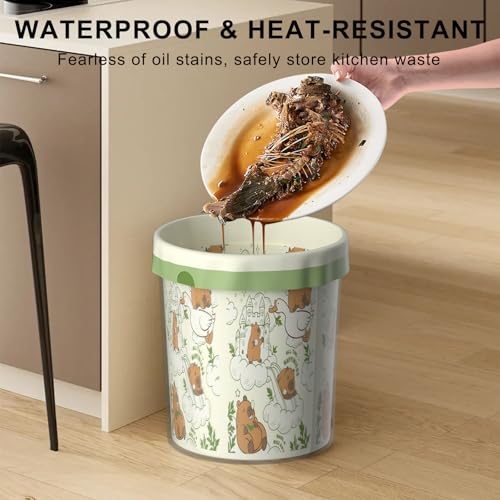 4 Gallon Trash Bags Drawstring, Portable Small Trash Bags with Wormwood Capybara Pattern, Tear-Free, Leakproof & Durable for Bathroom, Office, 50 Counts - style: Capybara-4 Gallons