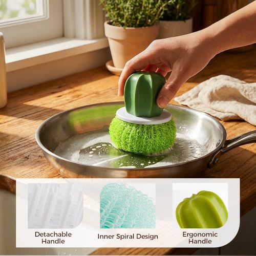 Comfort Grip Soap Dispensing Kitchen Scrub,Soap Dispensing Dish Brush,Replaceable Cleaning Brush,Dispenser has Non Slip Handle for Cleaning Dishes, Pots, Pans,Sinks (B) - color: B