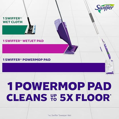 Swiffer PowerMop Multi-Surface Mopping Pad Refills for Floor Cleaning, 11 Count, White/Purple - size: 11 CT